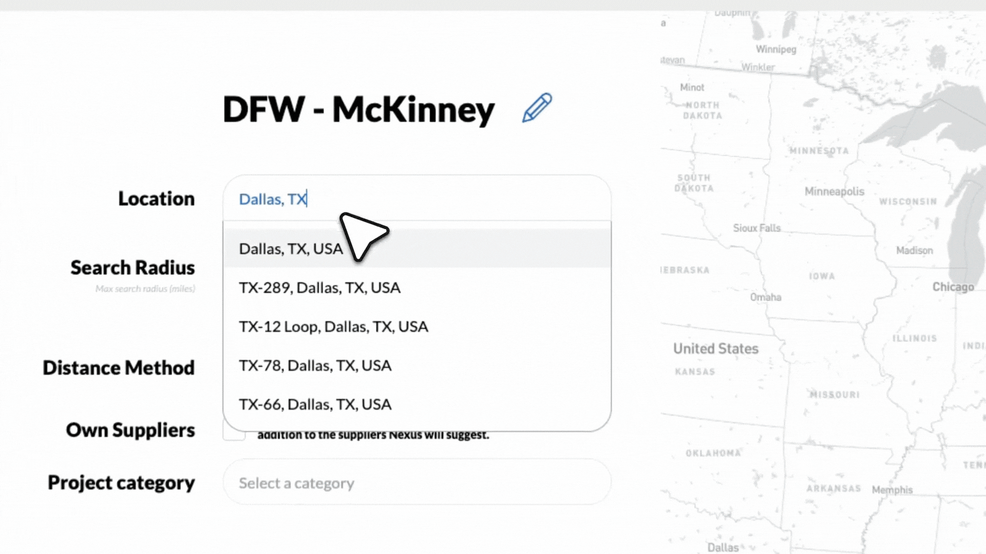 Map Location Selection